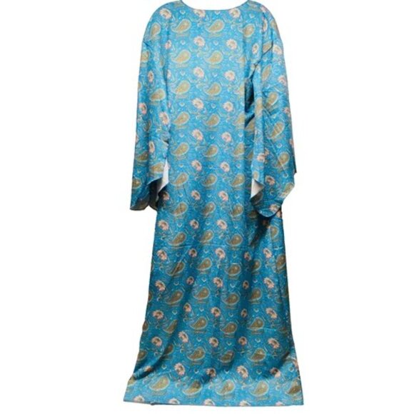 Women's Kimono Top Blue Paisley Open Front Bohemian Western Small Duster NWT - Picture 7 of 12